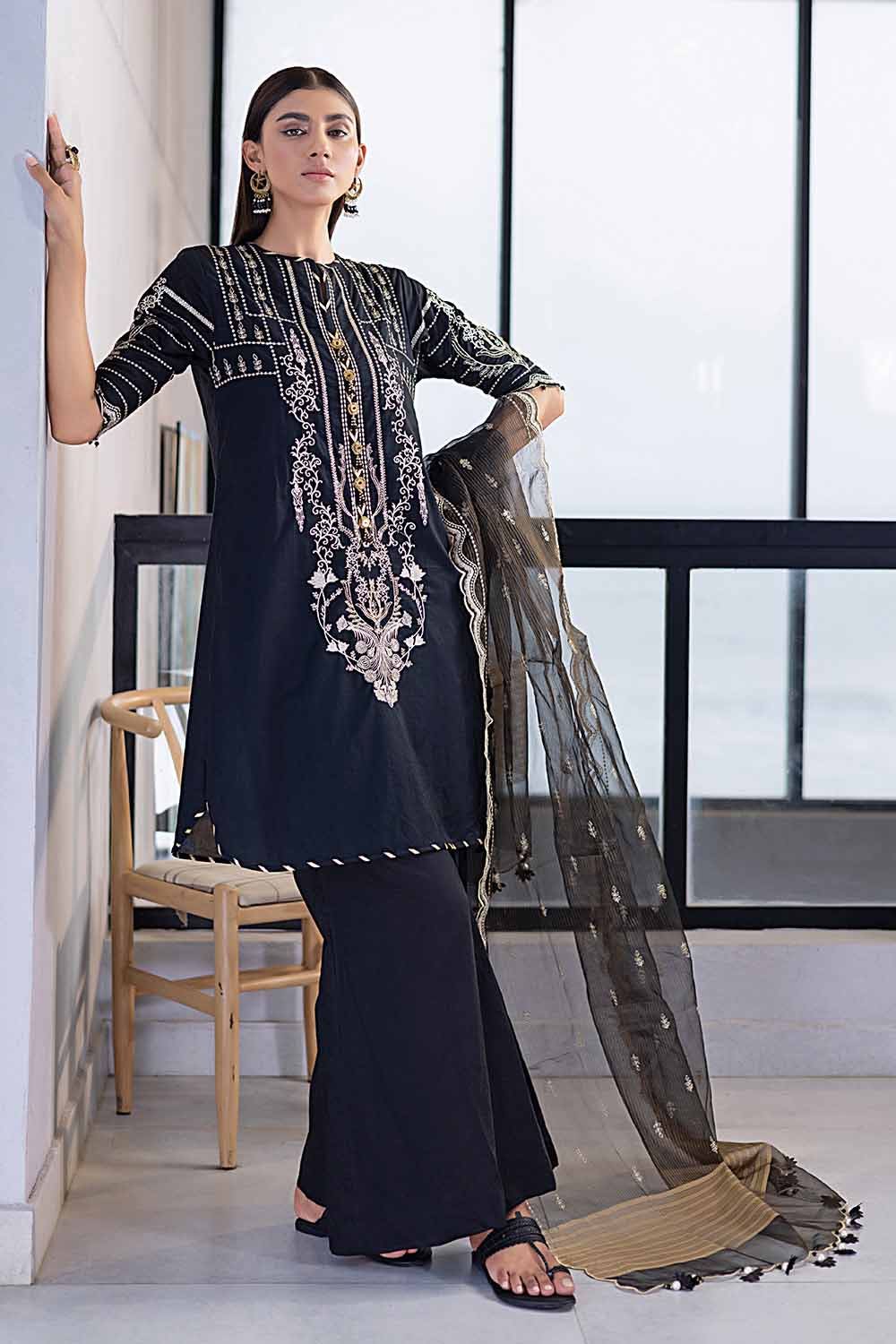Gul Ahmed 2023 – 3PC Embroidered Lawn Suit with Zari Stripe Dupatta PM-32071 - Image 4