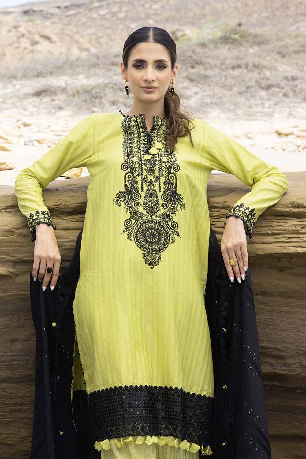 Gul Ahmed Pre-Fall 2023 – 3PC Embroidered Leno Suit with Jacquard Dupatta MJ-32050 - Image 4