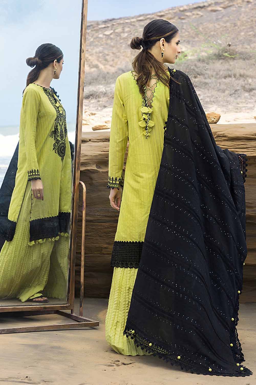 Gul Ahmed Pre-Fall 2023 – 3PC Embroidered Leno Suit with Jacquard Dupatta MJ-32050 - Image 5