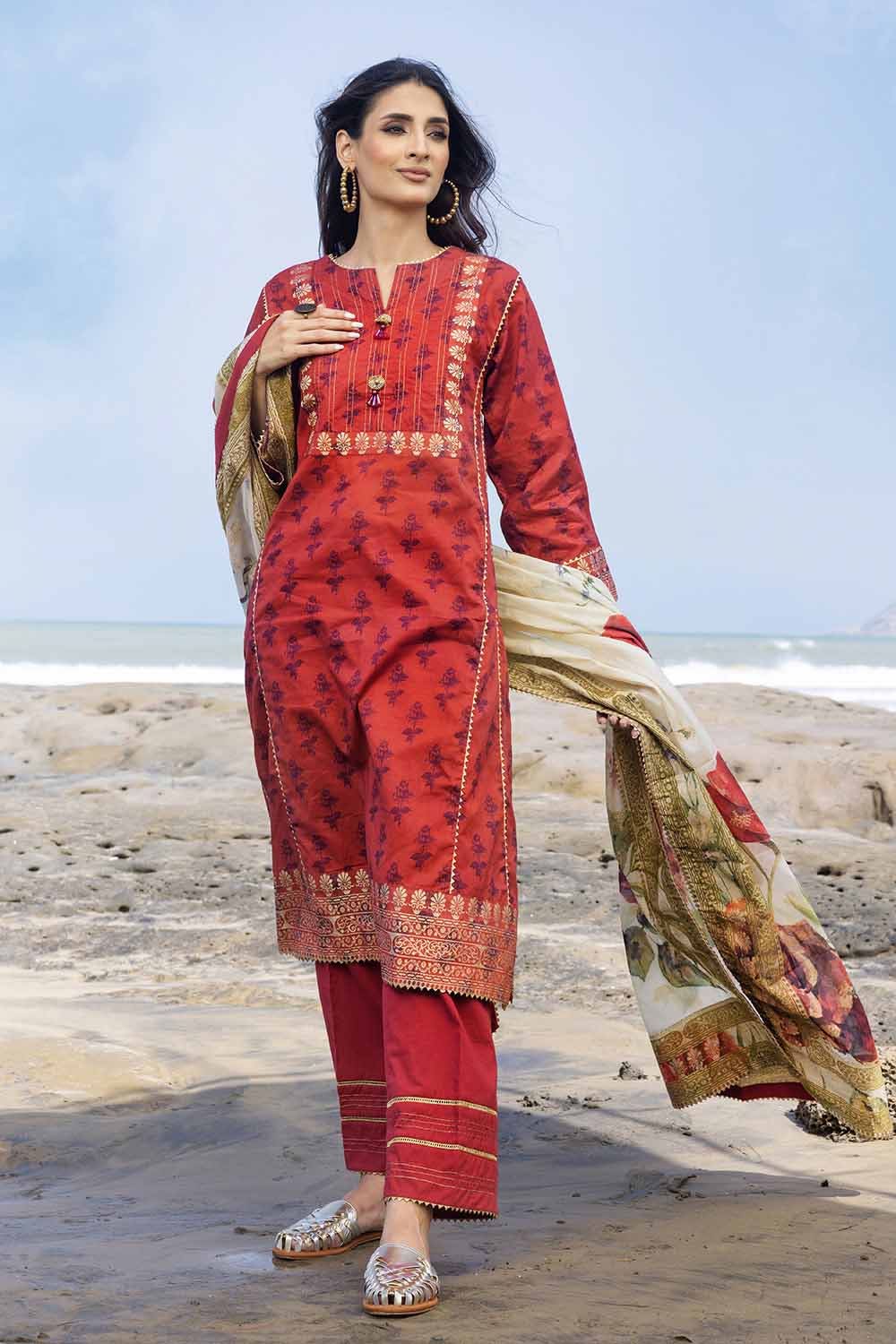 Gul Ahmed 2023 – 3PC Jacquard Digital Printed Suit MJ-32051 - Image 2