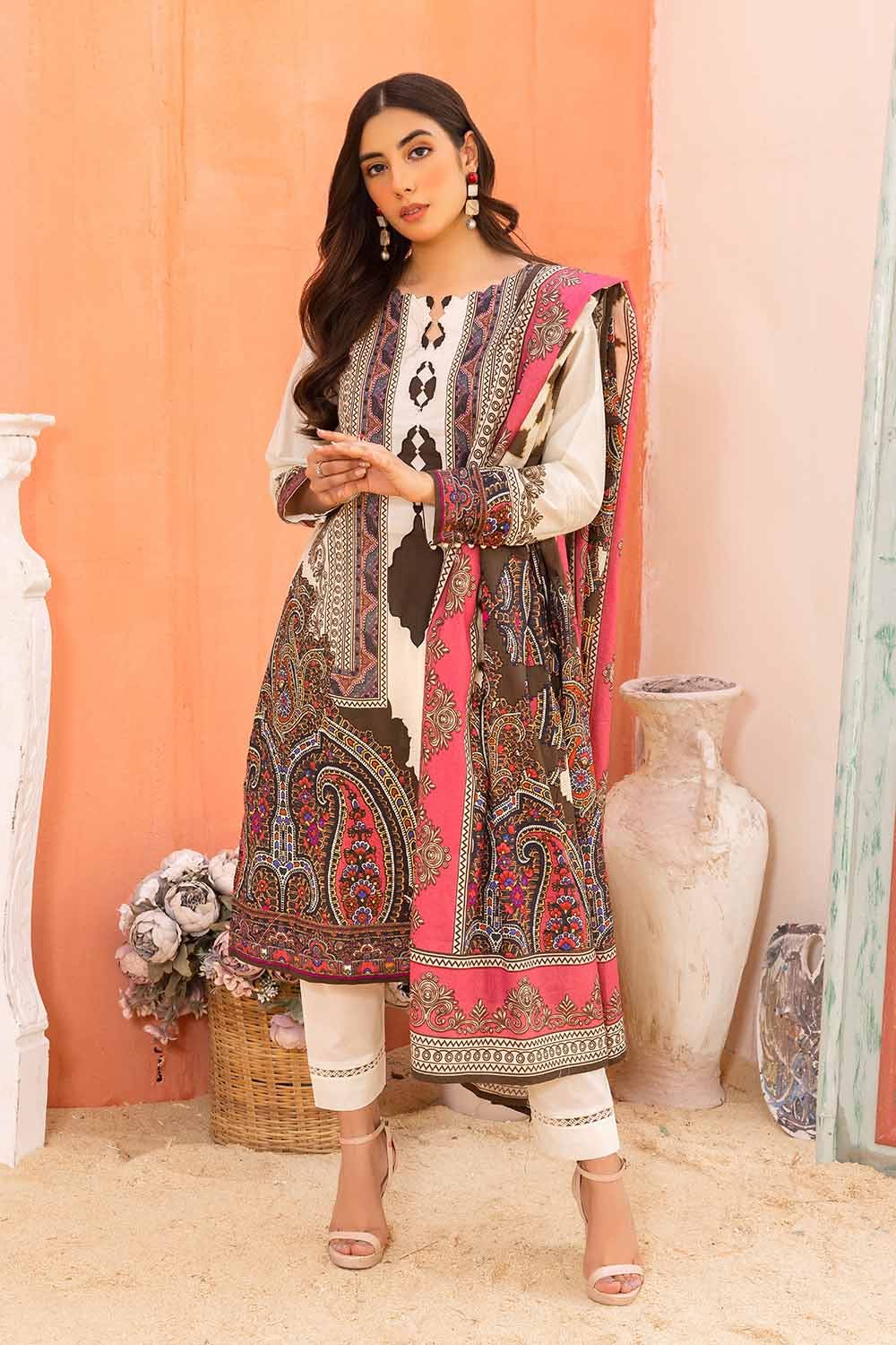 Gul Ahmed 2023 – 3PC Printed Cambric Suit with Lawn Dupatta CBN-32012 - Image 2