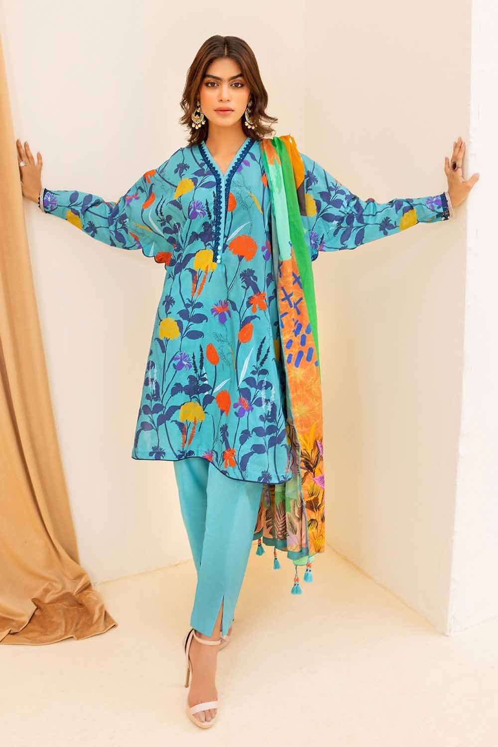 Gul Ahmed 2023 – 3PC Printed Cambric Suit with Lawn Dupatta CBN-32021 - Image 3