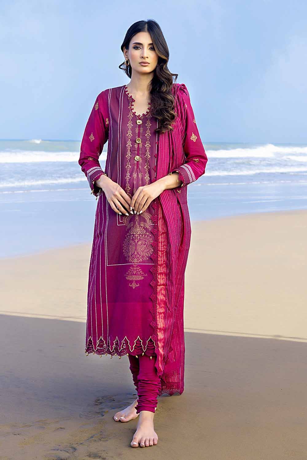 Gul Ahmed 2023 – 3PC Printed Cambric Suit with Yarn Dyed Dupatta MJ-32054 - Image 3
