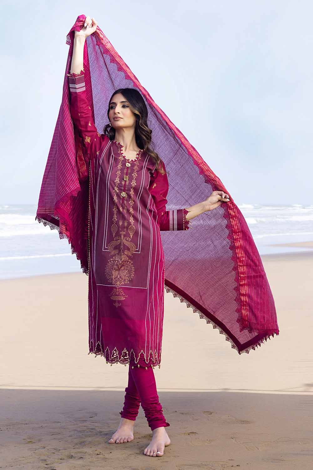 Gul Ahmed 2023 – 3PC Printed Cambric Suit with Yarn Dyed Dupatta MJ-32054 - Image 4