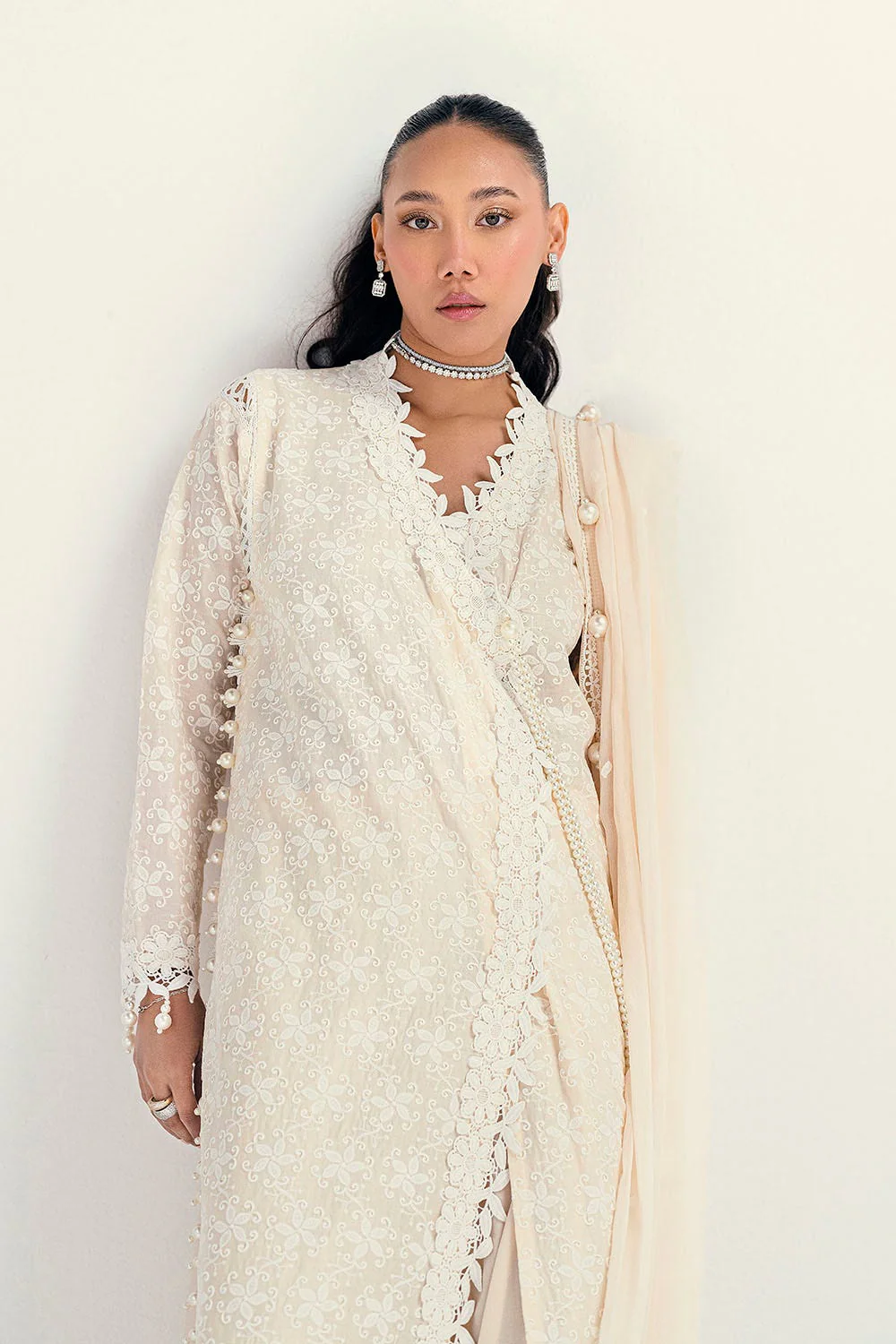 Gul Ahmed · Chikankari – 3 Piece Schiffli Embroidered Lawn Suit with Embroidered Chiffon Dupatta PM-52046 - Image 3