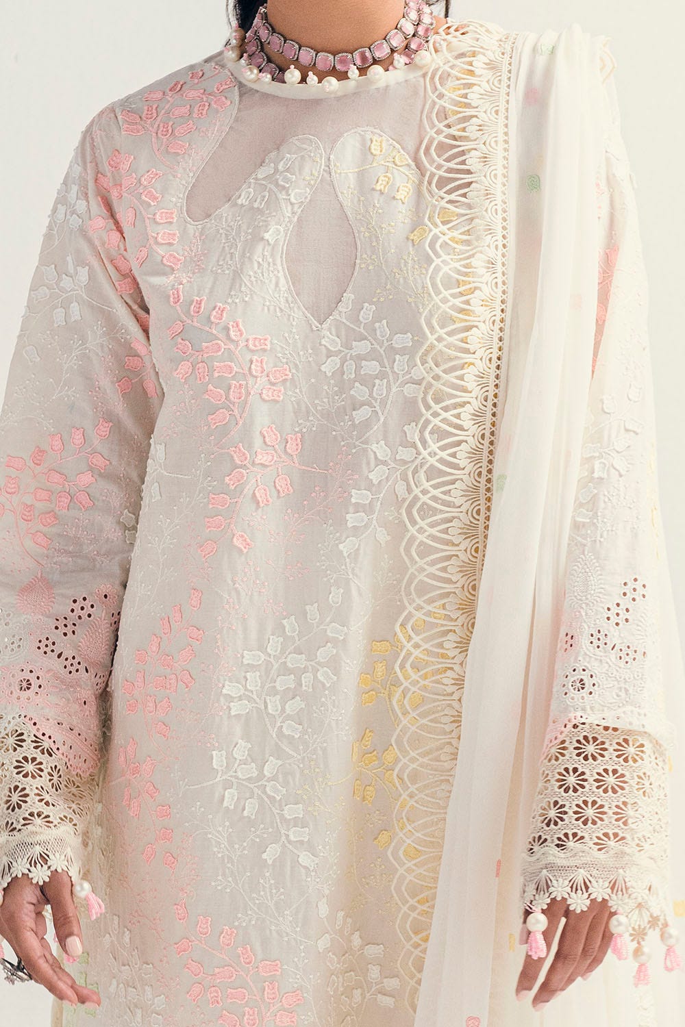 Gul Ahmed · Chikankari – 3 Piece Schiffli Embroidered Lawn Suit with Embroidered Chiffon Dupatta PM-52047 - Image 2