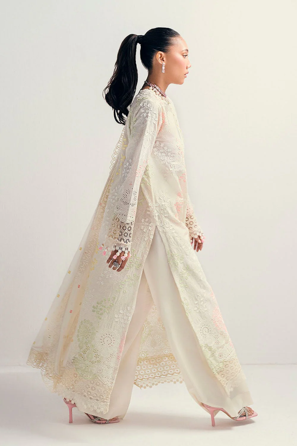 Gul Ahmed · Chikankari – 3 Piece Schiffli Embroidered Lawn Suit with Embroidered Chiffon Dupatta PM-52047 - Image 6