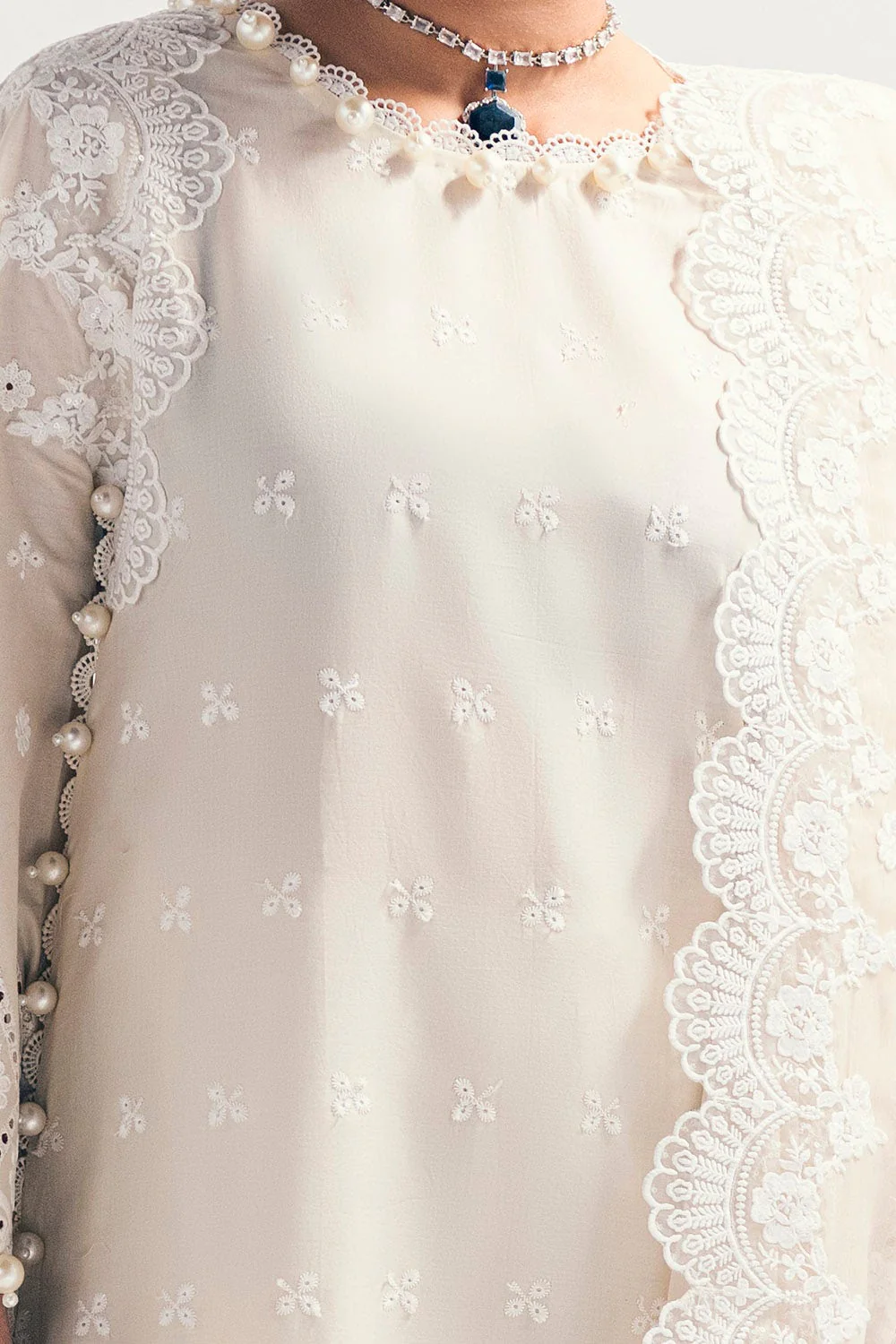 Gul Ahmed · Chikankari – 3 Piece Schiffli Embroidered Lawn Suit with Schiffli Embroidered Chiffon Dupatta PM-52040 - Image 3