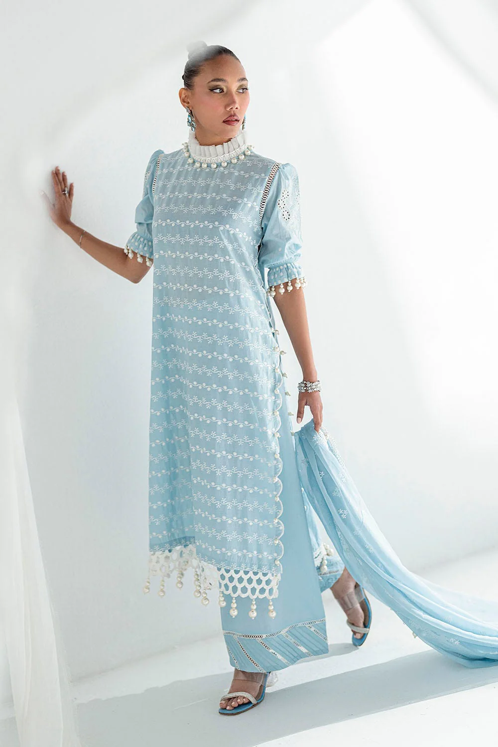Gul Ahmed · Chikankari – 3 Piece Schiffli Embroidered Lawn Suit with Schiffli Embroidered Chiffon Dupatta PM-52041 - Image 4