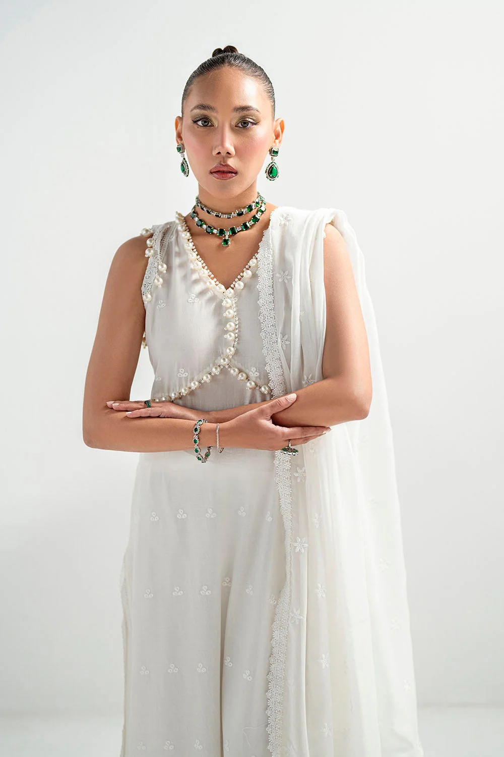 Gul Ahmed · Chikankari – 3 Piece Schiffli Embroidered Lawn Suit with Schiffli Embroidered Chiffon Dupatta PM-52053 - Image 3