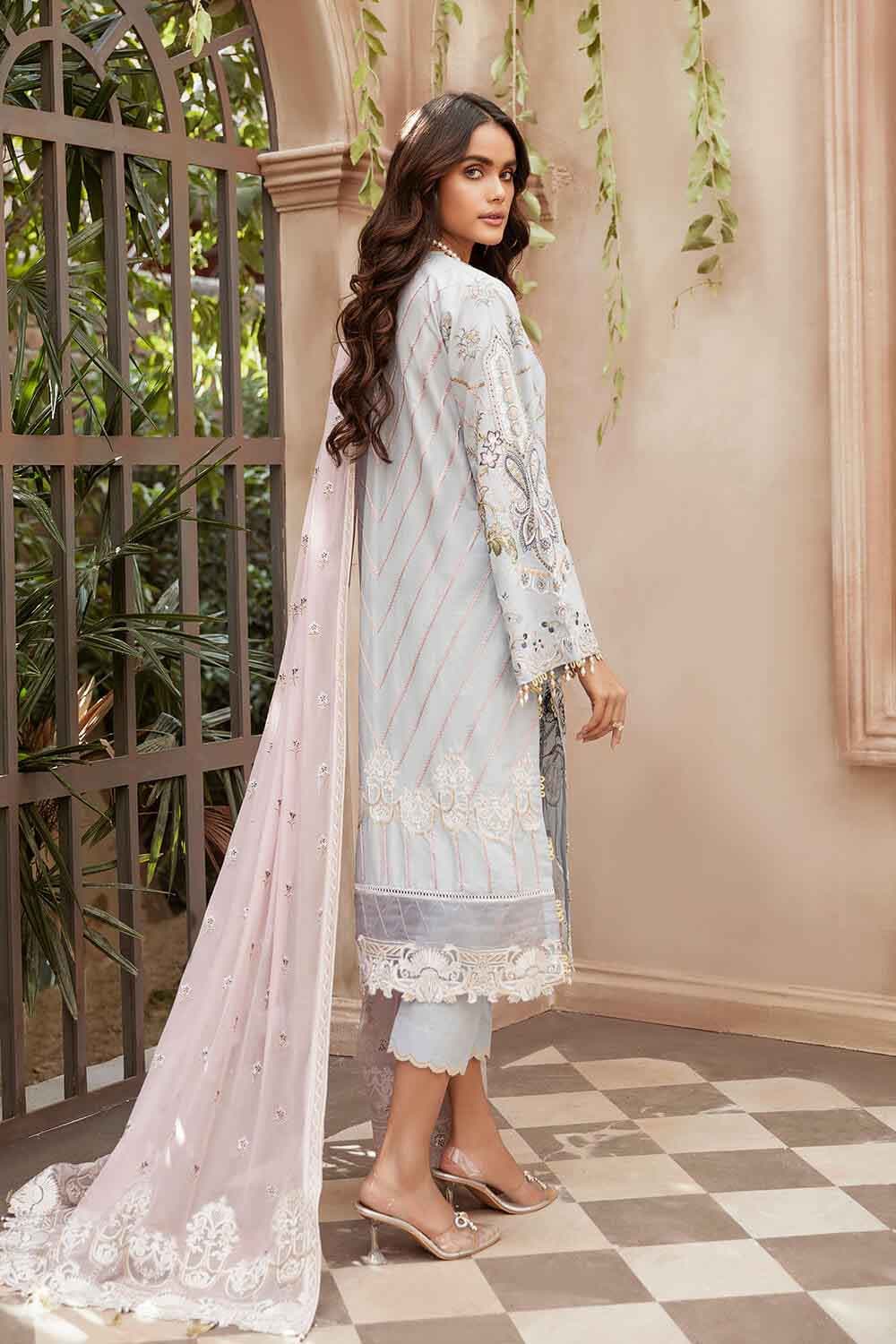 Gul Ahmed Eid Collection 2022 – Embroidered Chiffon Suit with Chiffon Dupatta FE-12059 - Image 3
