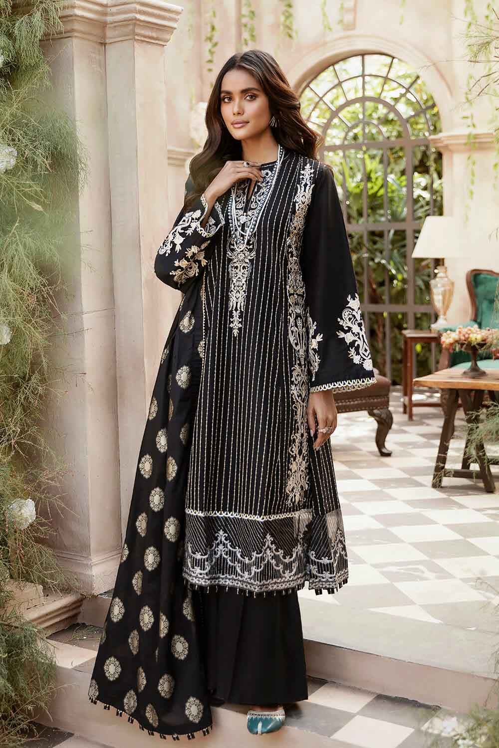 Gul Ahmed Eid Collection 2022 – Embroidered Luxury Cotton Suit with Jacquard Dupatta FE-22029 - Image 4