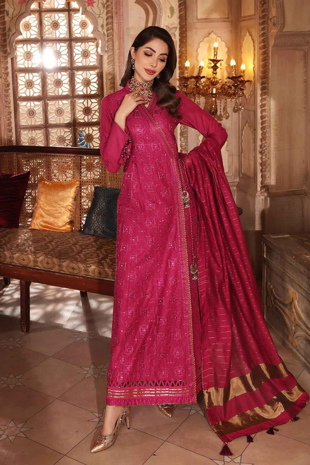 Gul Ahmed Eid Collection 2022 – Embroidered Luxury Lawn Suit with Yarn Dyed Dupatta FE-12195 - Image 3