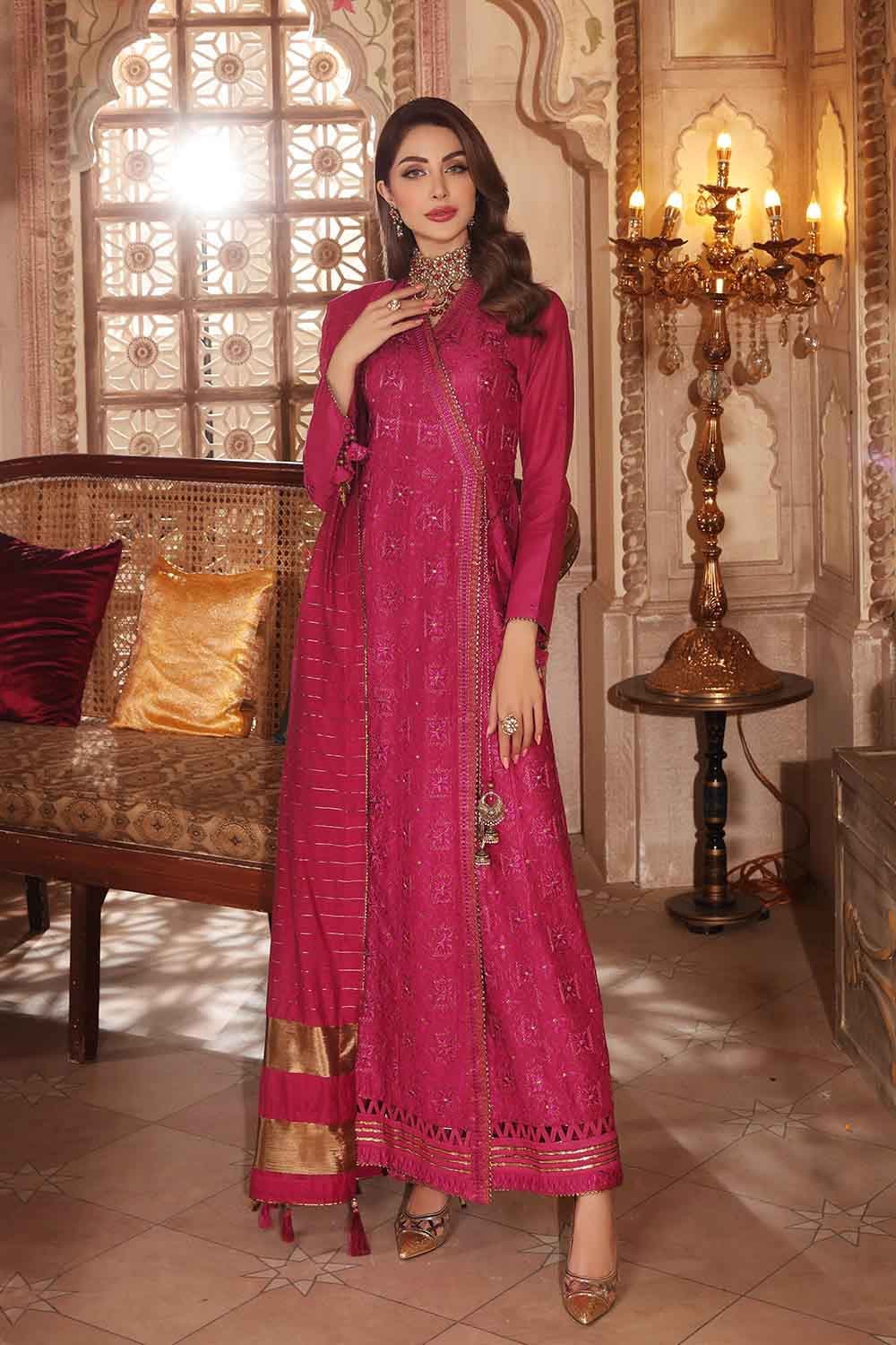 Gul Ahmed Eid Collection 2022 – Embroidered Luxury Lawn Suit with Yarn Dyed Dupatta FE-12195 - Image 4