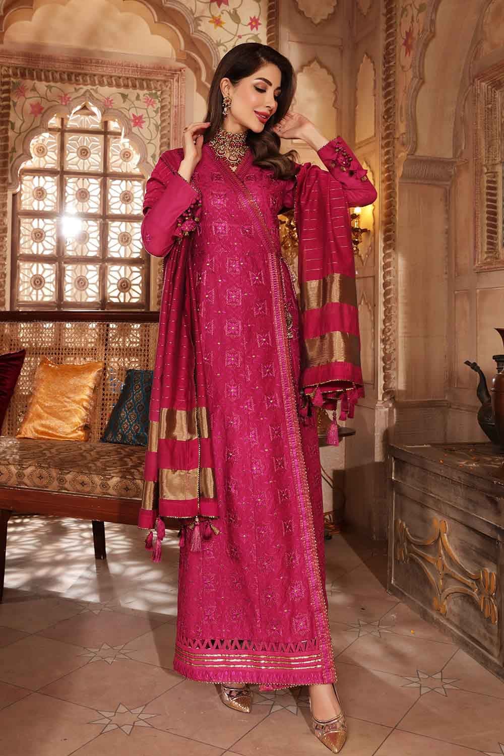 Gul Ahmed Eid Collection 2022 – Embroidered Luxury Lawn Suit with Yarn Dyed Dupatta FE-12195 - Image 5