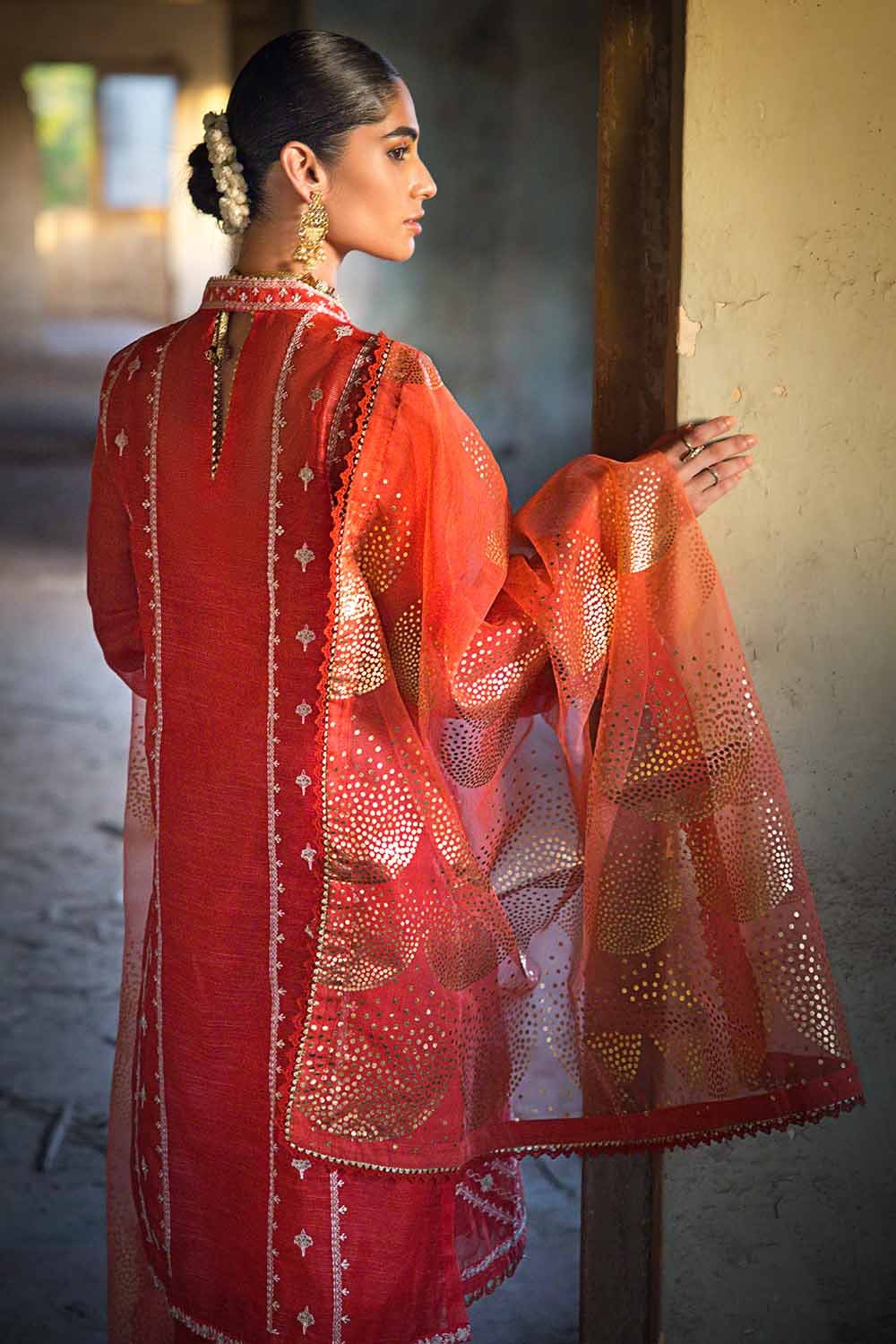 Gul Ahmed Festive โ 3PC Embroidered Foil Printed Nylon Suit with Foil Printed Organza Dupatta FE-32110 - Image 4
