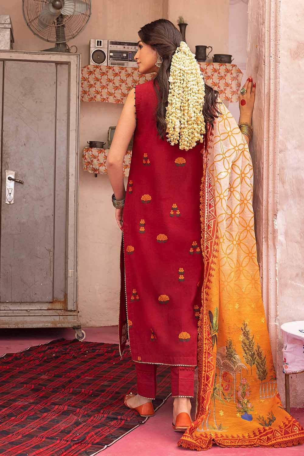 Gul Ahmed Festive – 3PC Embroidered Jacquard Shirt with Digital Printed Jacquard Dupatta and Neckline FE-32035 - Image 4