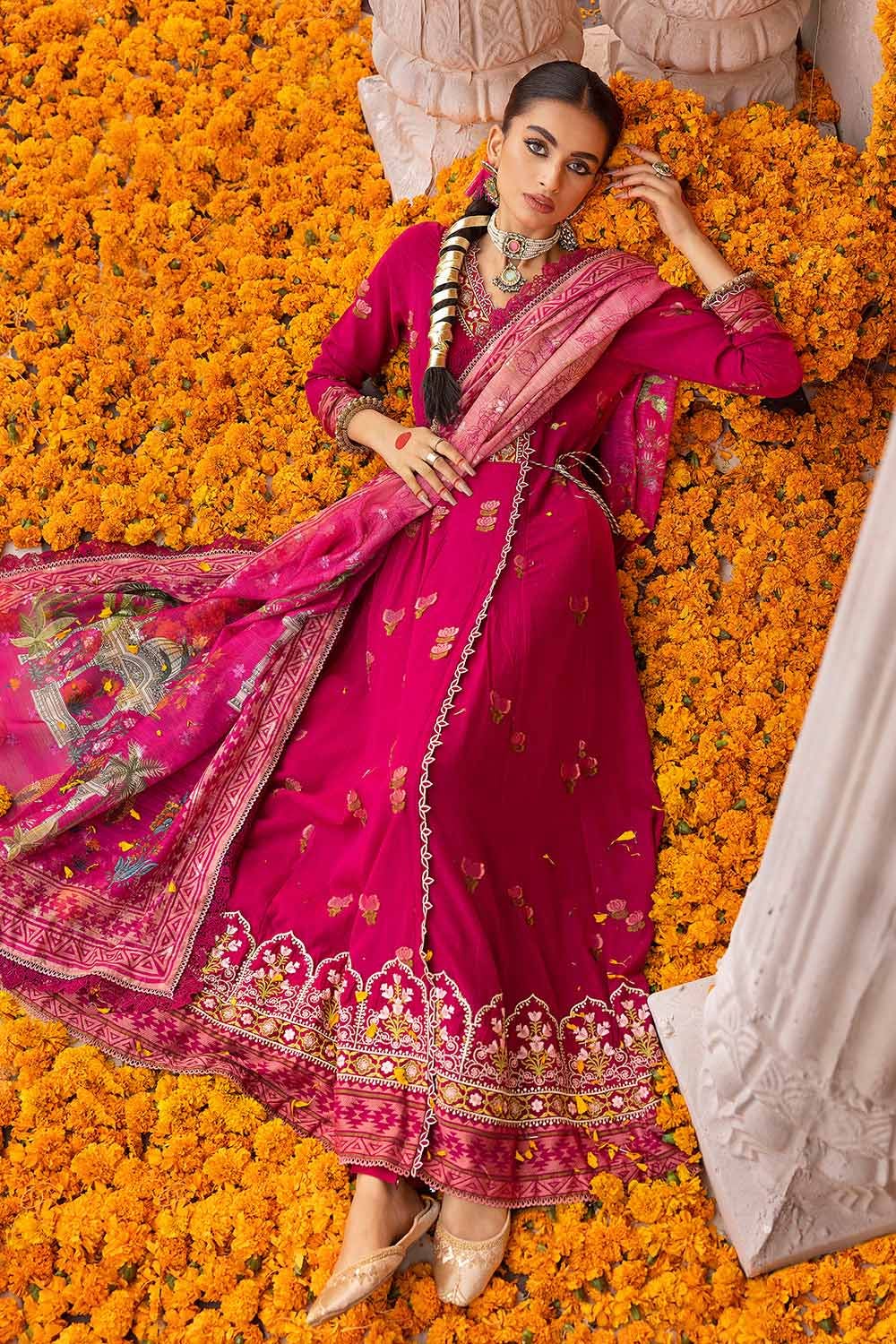 Gul Ahmed Festive – 3PC Embroidered Jacquard Shirt with Digital Printed Jacquard Dupatta and Neckline FE-32037