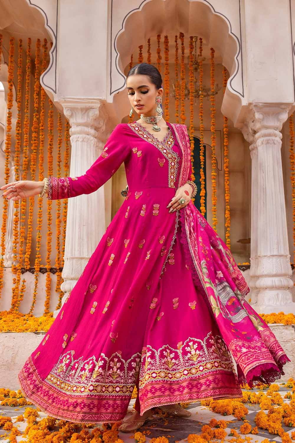 Gul Ahmed Festive – 3PC Embroidered Jacquard Shirt with Digital Printed Jacquard Dupatta and Neckline FE-32037 - Image 2