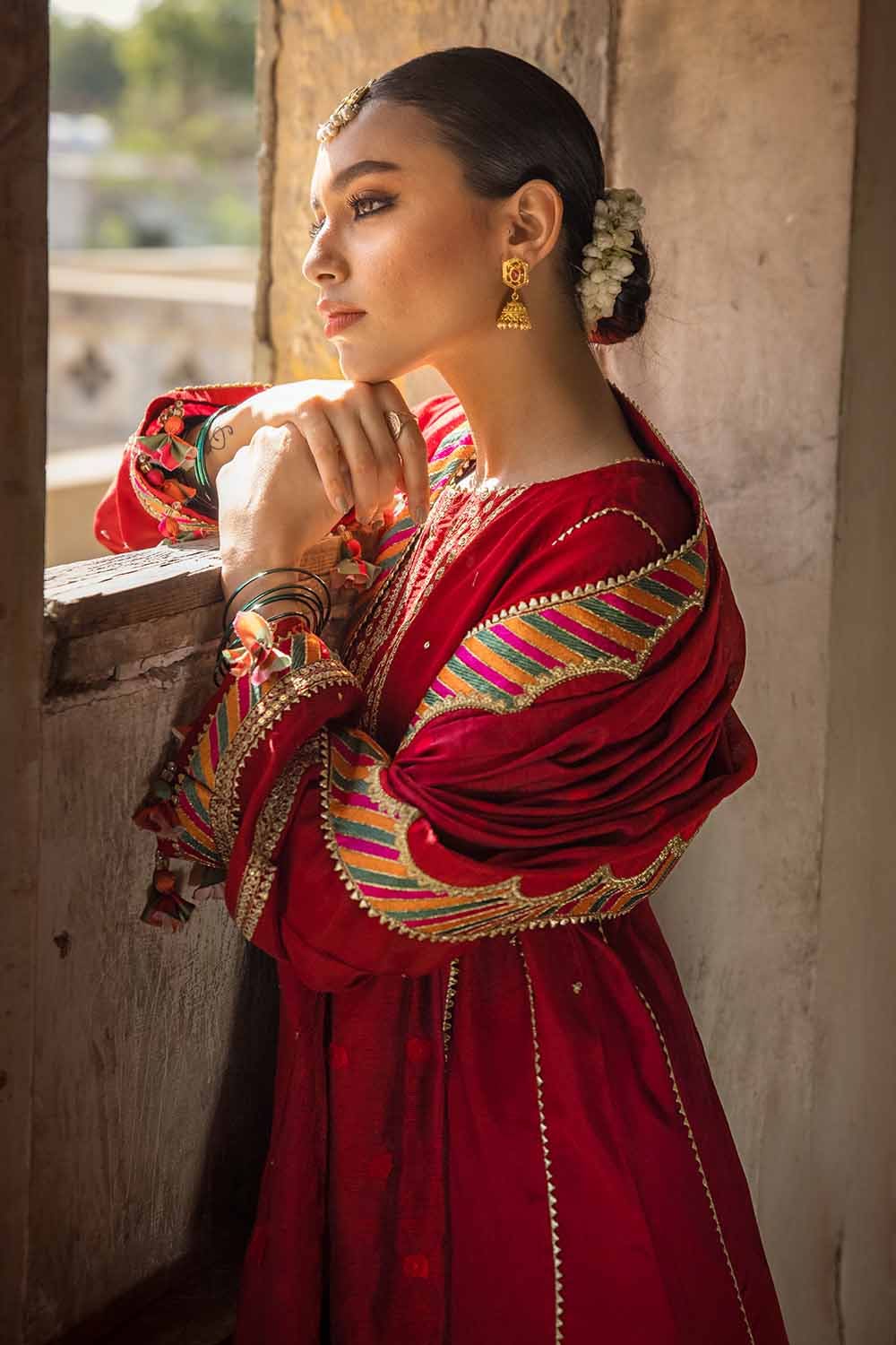 Gul Ahmed Festive – 3PC Embroidered Raw Silk Suit with Embroidered Jacquard Dupatta with Zari FE-32031 - Image 2