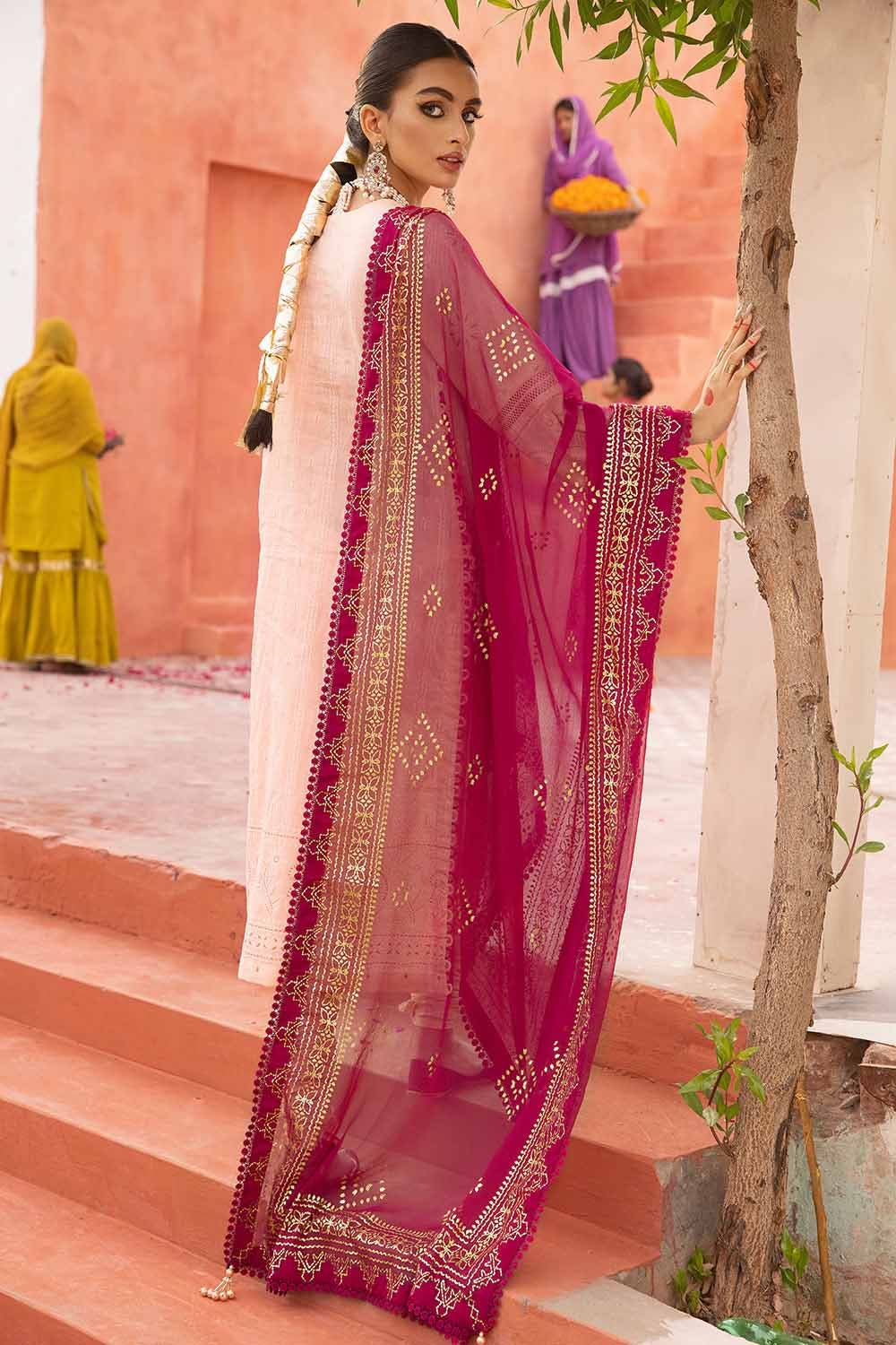 Gul Ahmed Festive – 3PC Foam and Gold Printed Embroidered Lawn Shirt with Foil Printed Chiffon Dupatta BM-32035 - Image 4