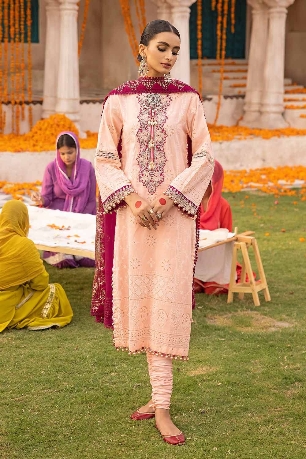 Gul Ahmed Festive – 3PC Foam and Gold Printed Embroidered Lawn Shirt with Foil Printed Chiffon Dupatta BM-32035 - Image 5