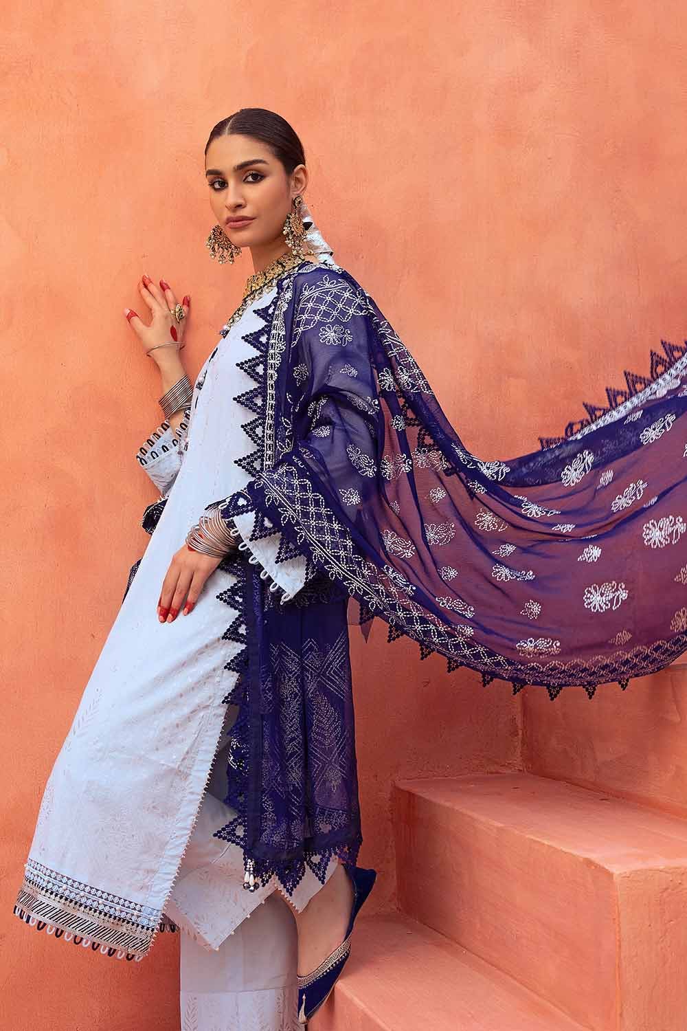 Gul Ahmed Festive – 3PC Foam and Silver Printed Embroidered Lawn Shirt with Foil Printed Chiffon Dupatta and Neckline BM-32038 - Image 2