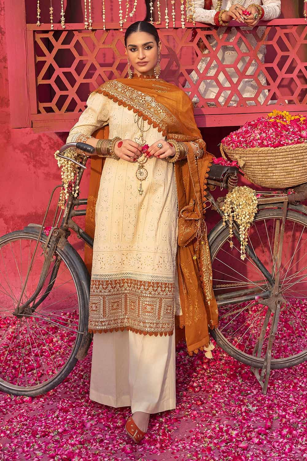 Gul Ahmed Festive – 3PC Foam Printed Embroidered Lawn Shirt with Foil Printed Chiffon Dupatta BM-32036