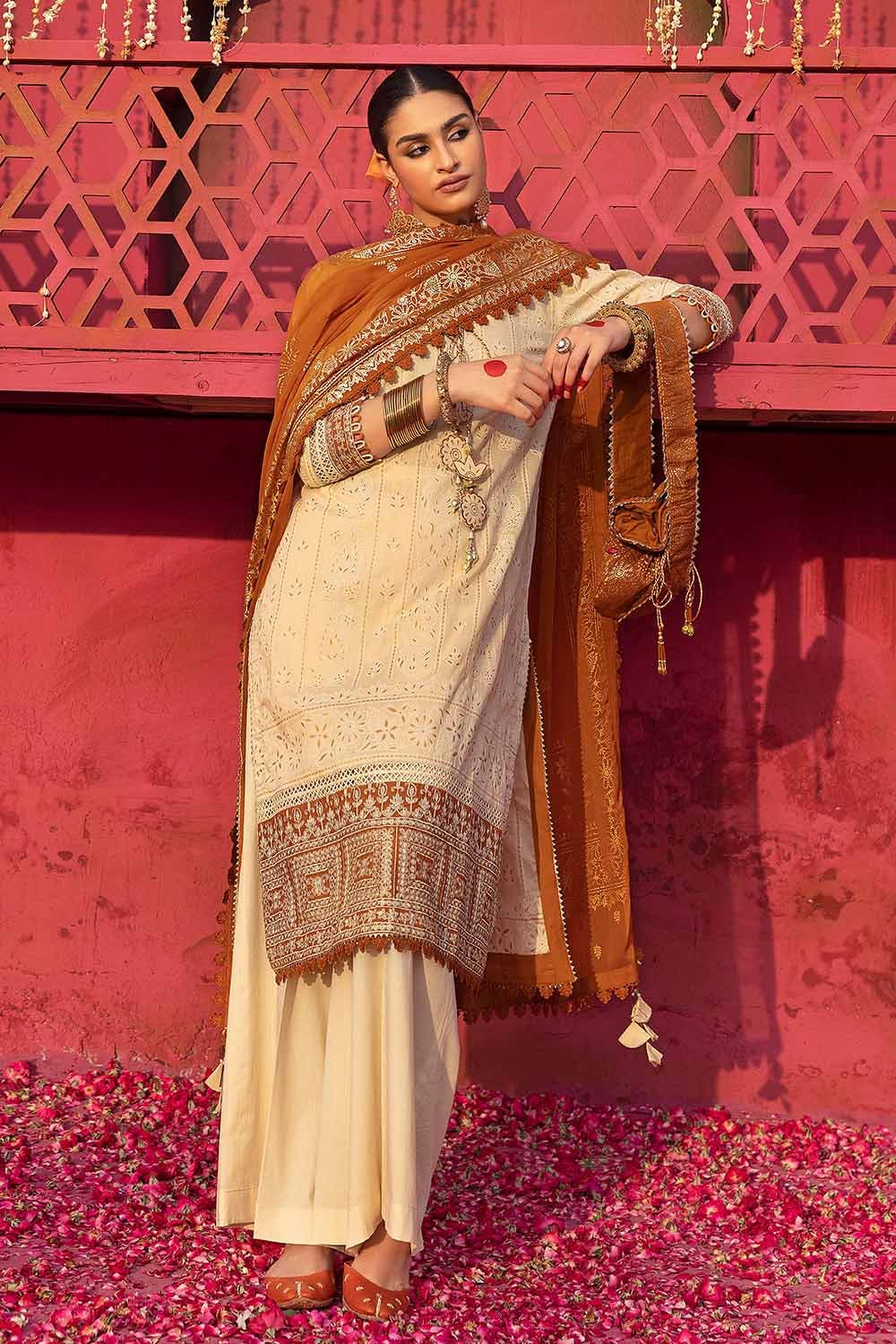 Gul Ahmed Festive – 3PC Foam Printed Embroidered Lawn Shirt with Foil Printed Chiffon Dupatta BM-32036 - Image 3