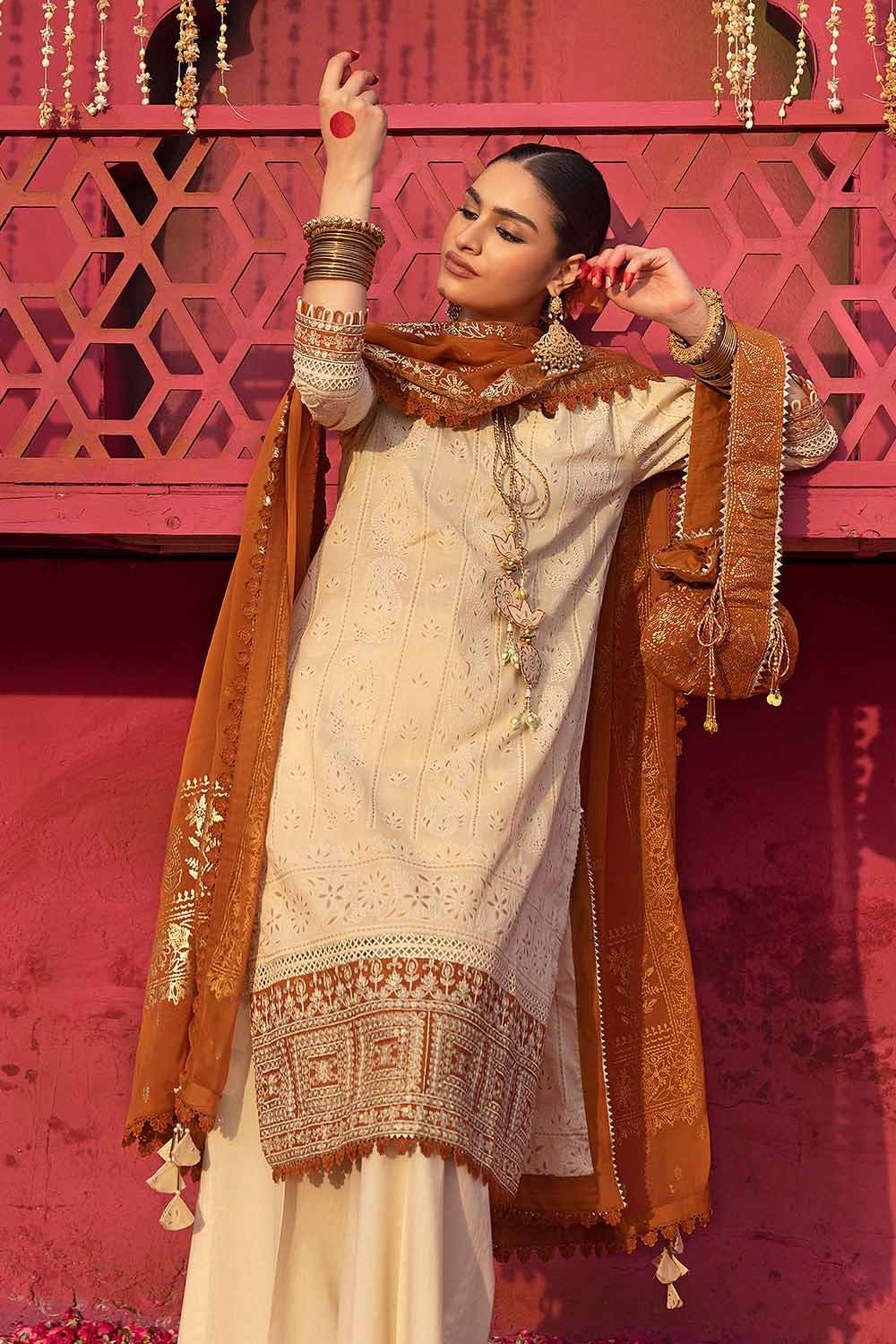 Gul Ahmed Festive – 3PC Foam Printed Embroidered Lawn Shirt with Foil Printed Chiffon Dupatta BM-32036 - Image 4