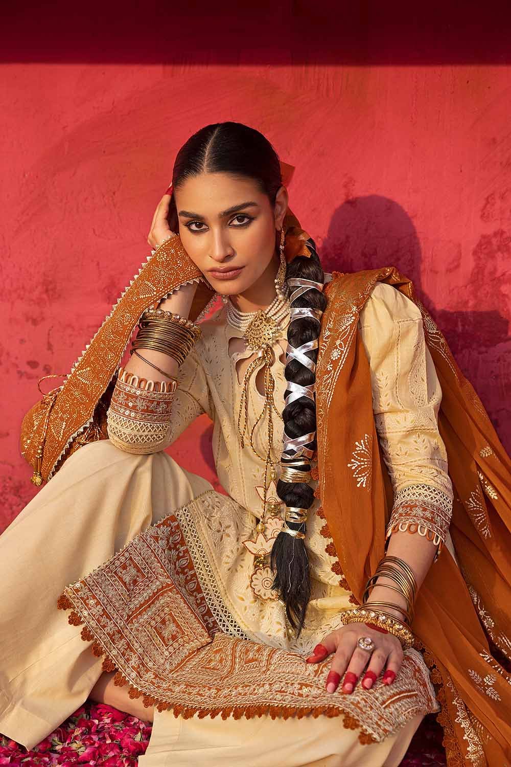 Gul Ahmed Festive – 3PC Foam Printed Embroidered Lawn Shirt with Foil Printed Chiffon Dupatta BM-32036 - Image 6