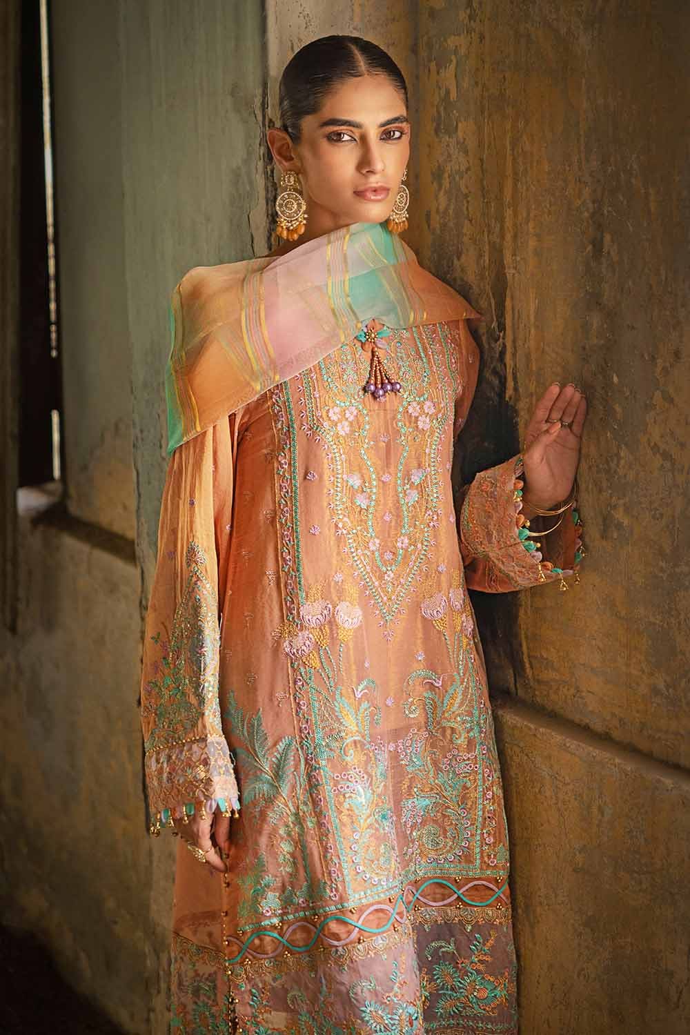 Gul Ahmed Festive โ 3PC Sequins Embroidered Mehsuri Suit with Jacquard Organza Dupatta FE-32070 - Image 2