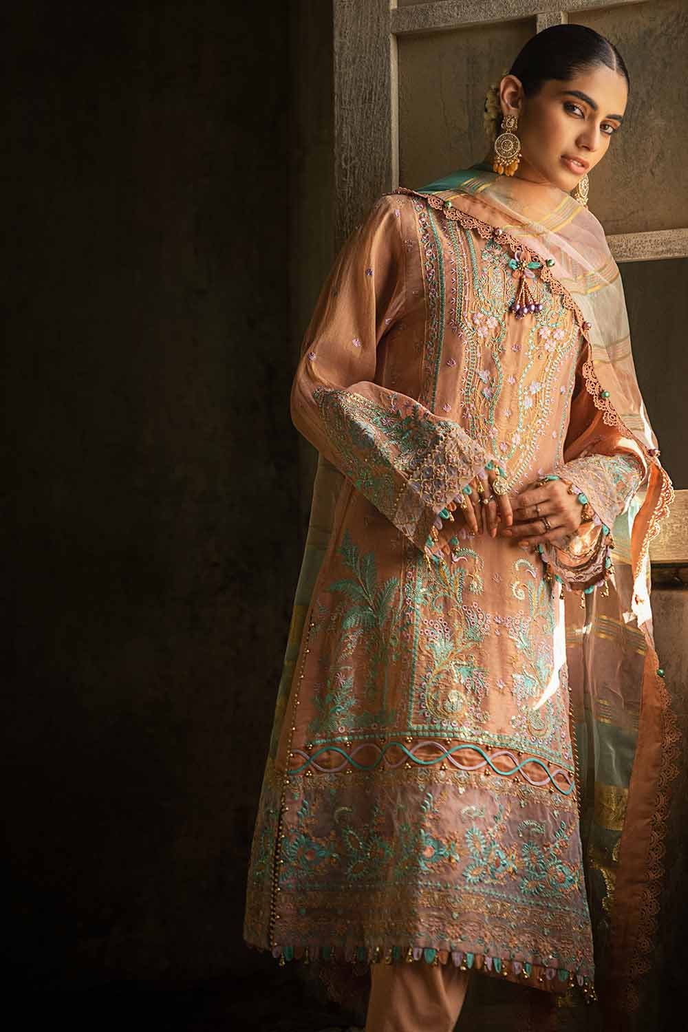 Gul Ahmed Festive โ 3PC Sequins Embroidered Mehsuri Suit with Jacquard Organza Dupatta FE-32070 - Image 4