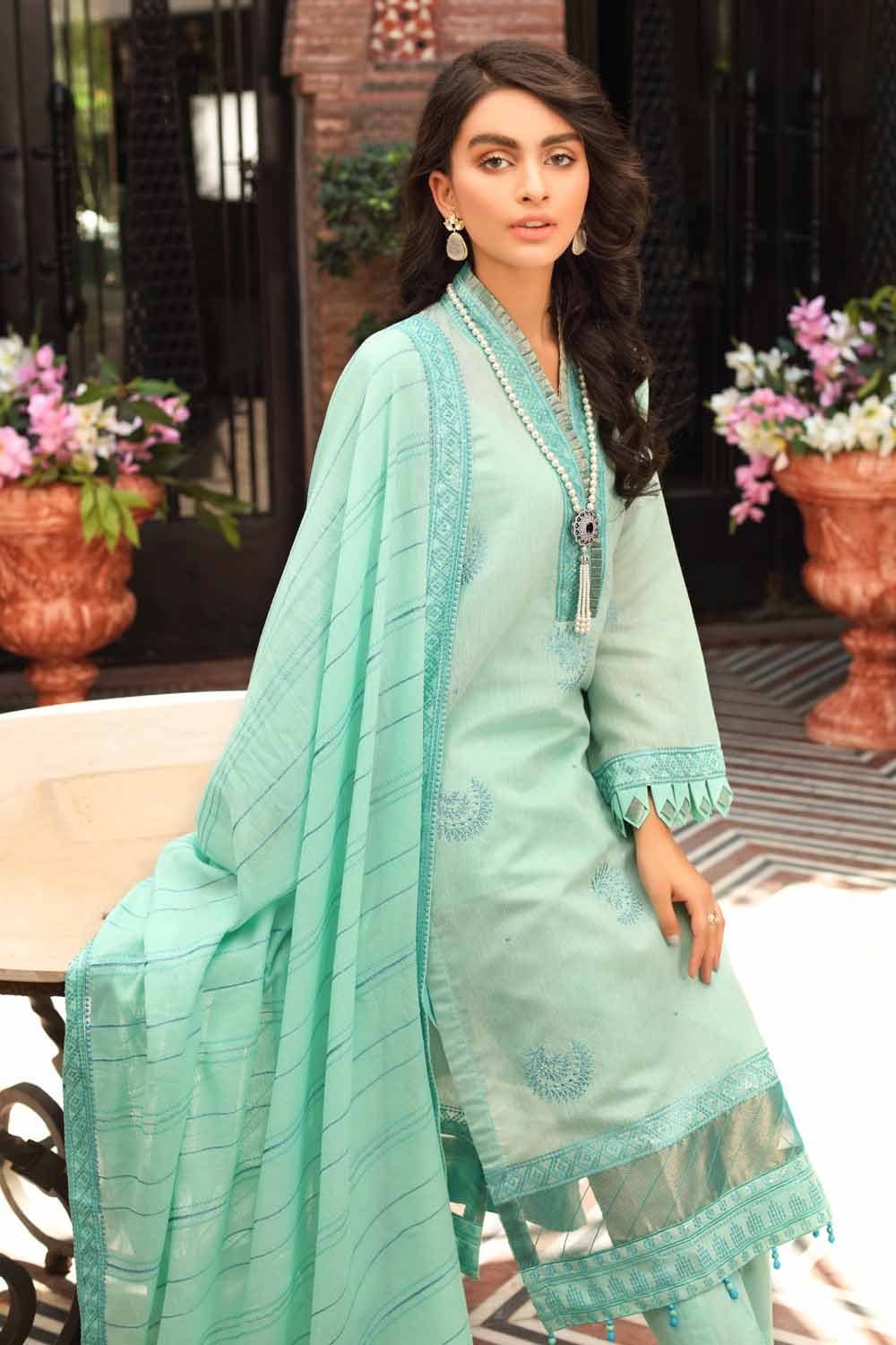 Gul Ahmed Festive Collection – Embroidered Lawn Suit with Cotton Net Dupatta FE-12031 - Image 3