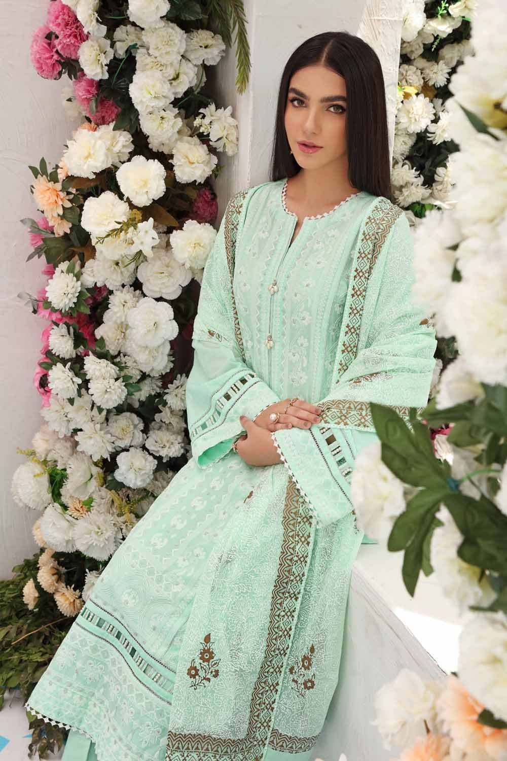 Gul Ahmed Festive Collection – Embroidered Lawn Suit with Gold Gold Printed Bamber Dupatta FE-12119 - Image 2