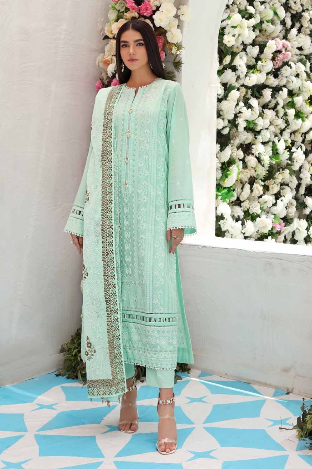 Gul Ahmed Festive Collection – Embroidered Lawn Suit with Gold Gold Printed Bamber Dupatta FE-12119 - Image 3