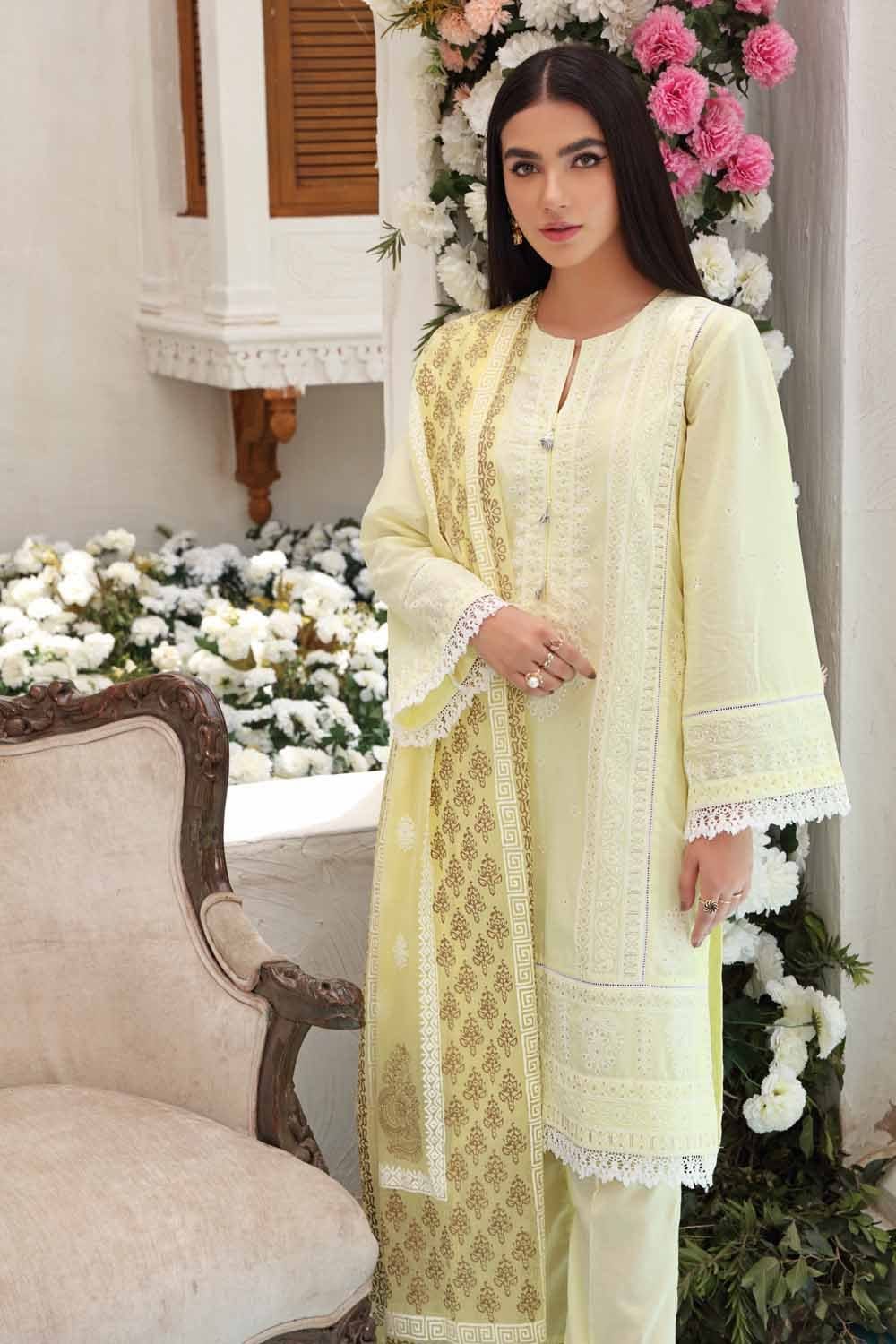 Gul Ahmed Festive Collection – Embroidered Lawn Suit with Gold Gold Printed Bamber Dupatta FE-12120 - Image 2