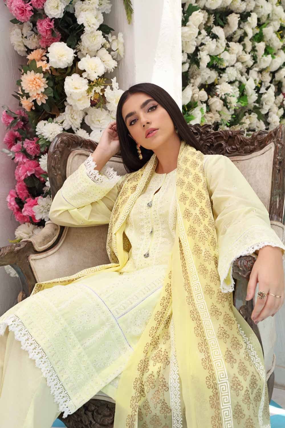 Gul Ahmed Festive Collection – Embroidered Lawn Suit with Gold Gold Printed Bamber Dupatta FE-12120 - Image 3