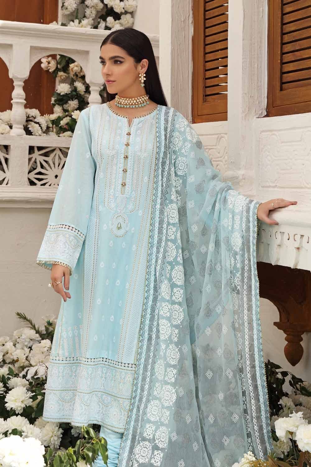 Gul Ahmed Festive Collection – Embroidered Lawn Suit with Gold Gold Printed Bamber Dupatta FE-12121 - Image 3