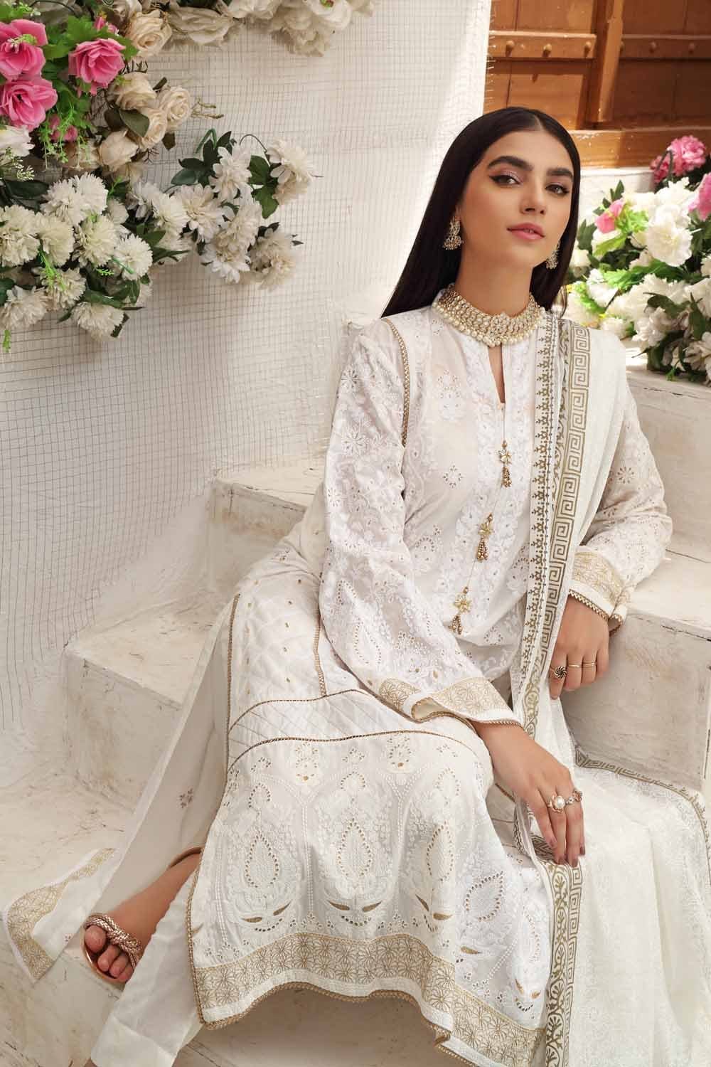 Gul Ahmed Festive Collection – Embroidered Lawn Suit with Gold Gold Printed Bamber Dupatta FE-12194 - Image 2