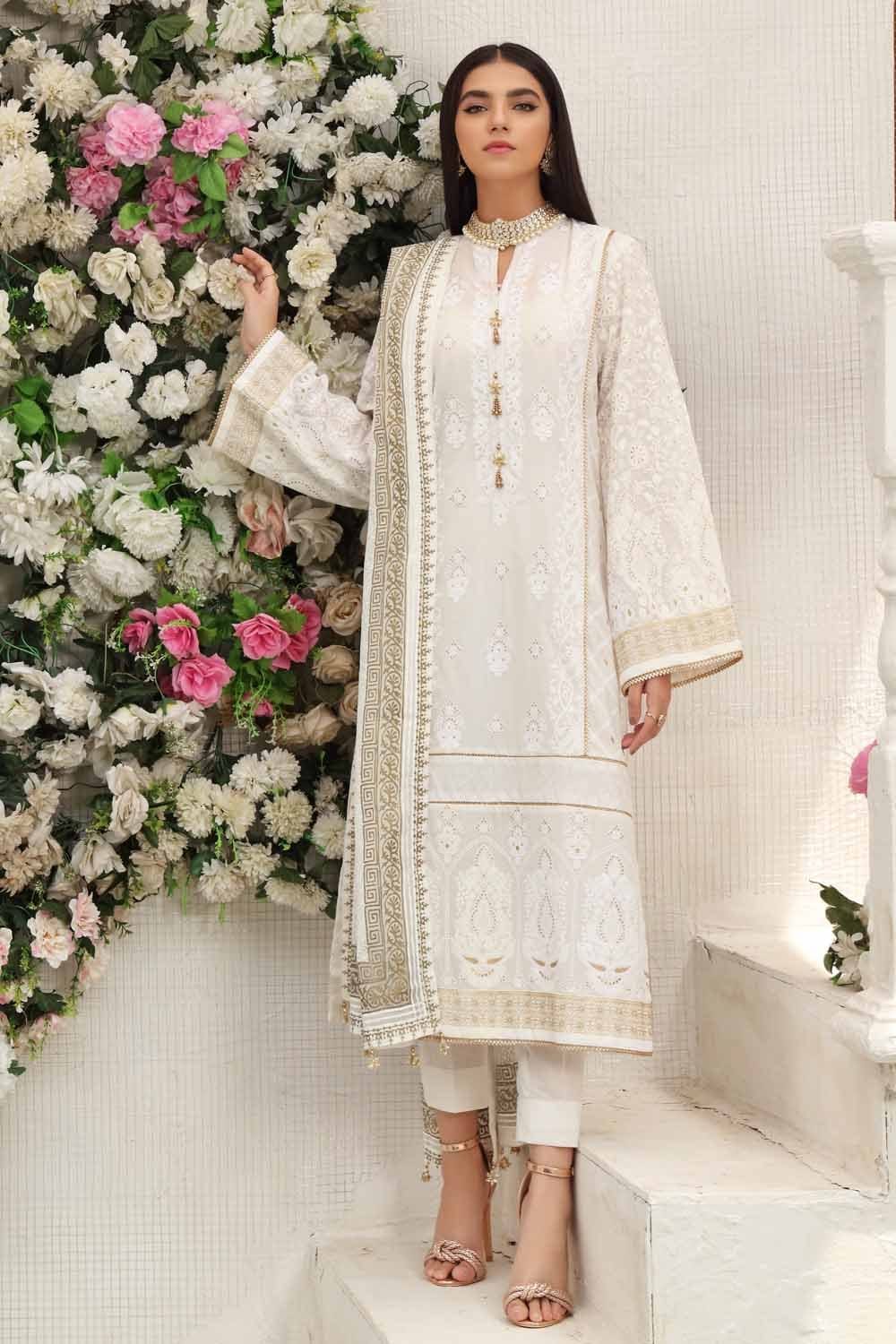 Gul Ahmed Festive Collection – Embroidered Lawn Suit with Gold Gold Printed Bamber Dupatta FE-12194 - Image 3