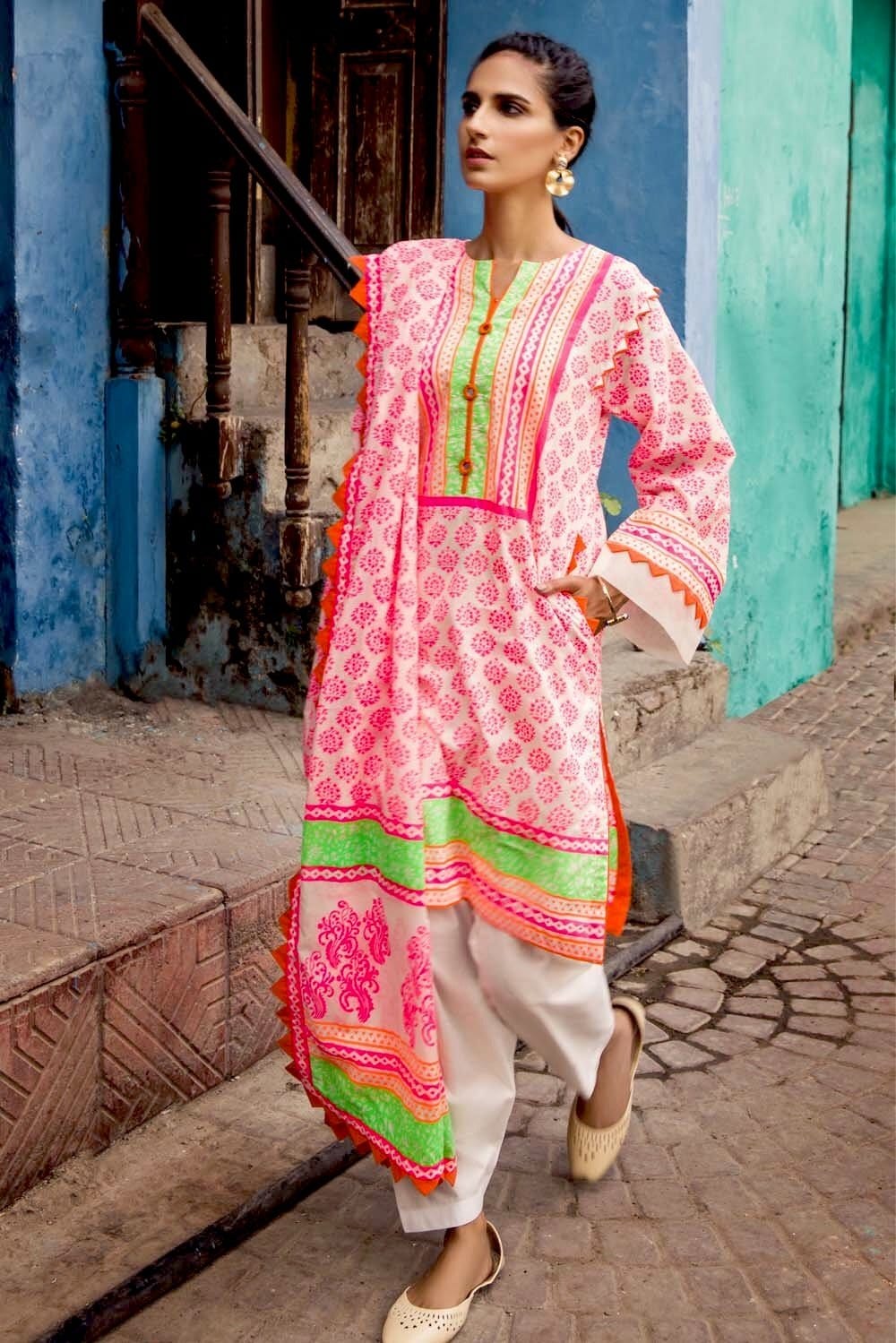 Gul Ahmed Lahore Lawn Collection 2021 โ 3PC Neon Printed Lawn Suit CL-1327 B