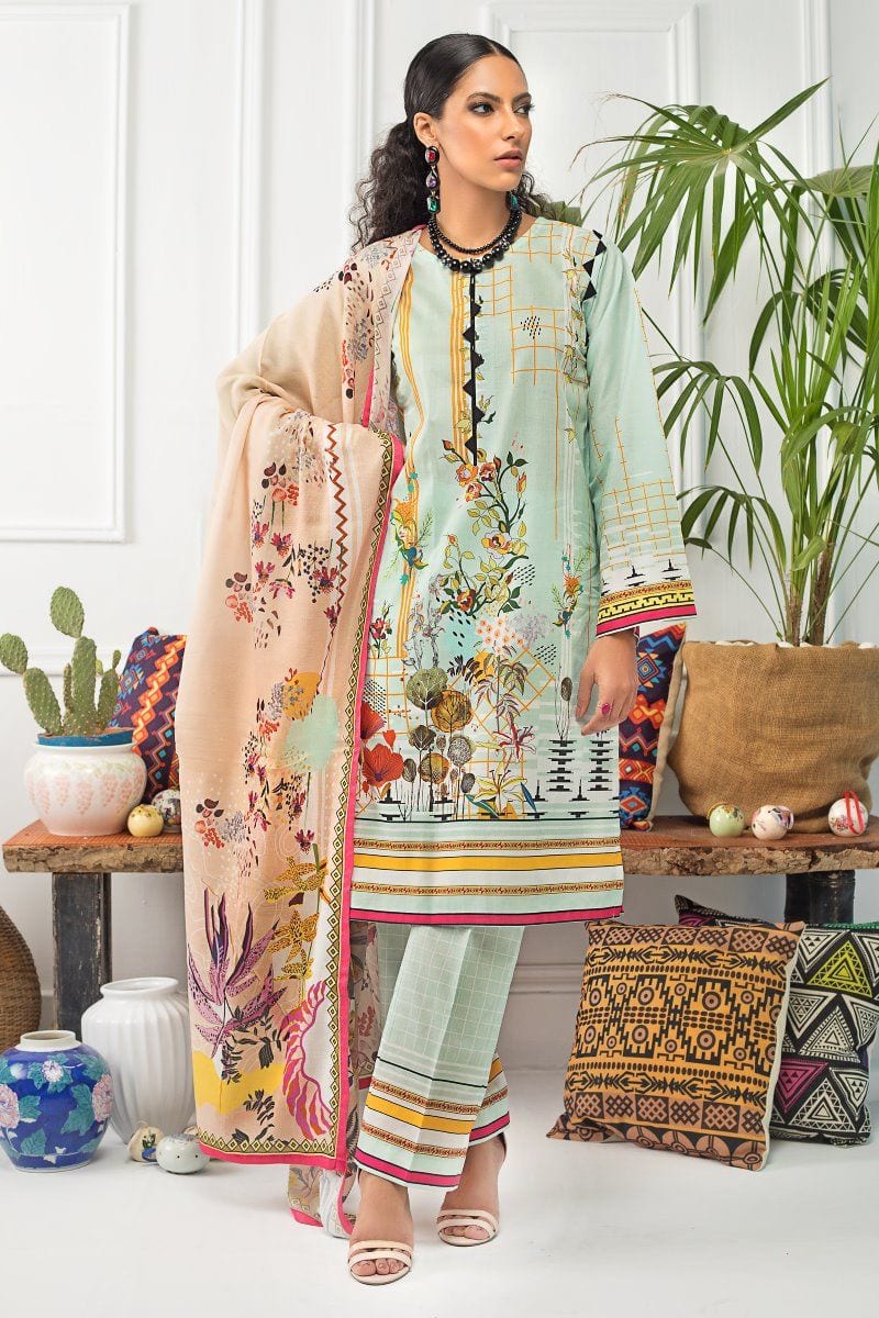 Gul Ahmed Mid Summer Cambric Collection – 3 PC Unstitched Embroidered Suit with Cotton Net Dupatta CN-19 - Image 3