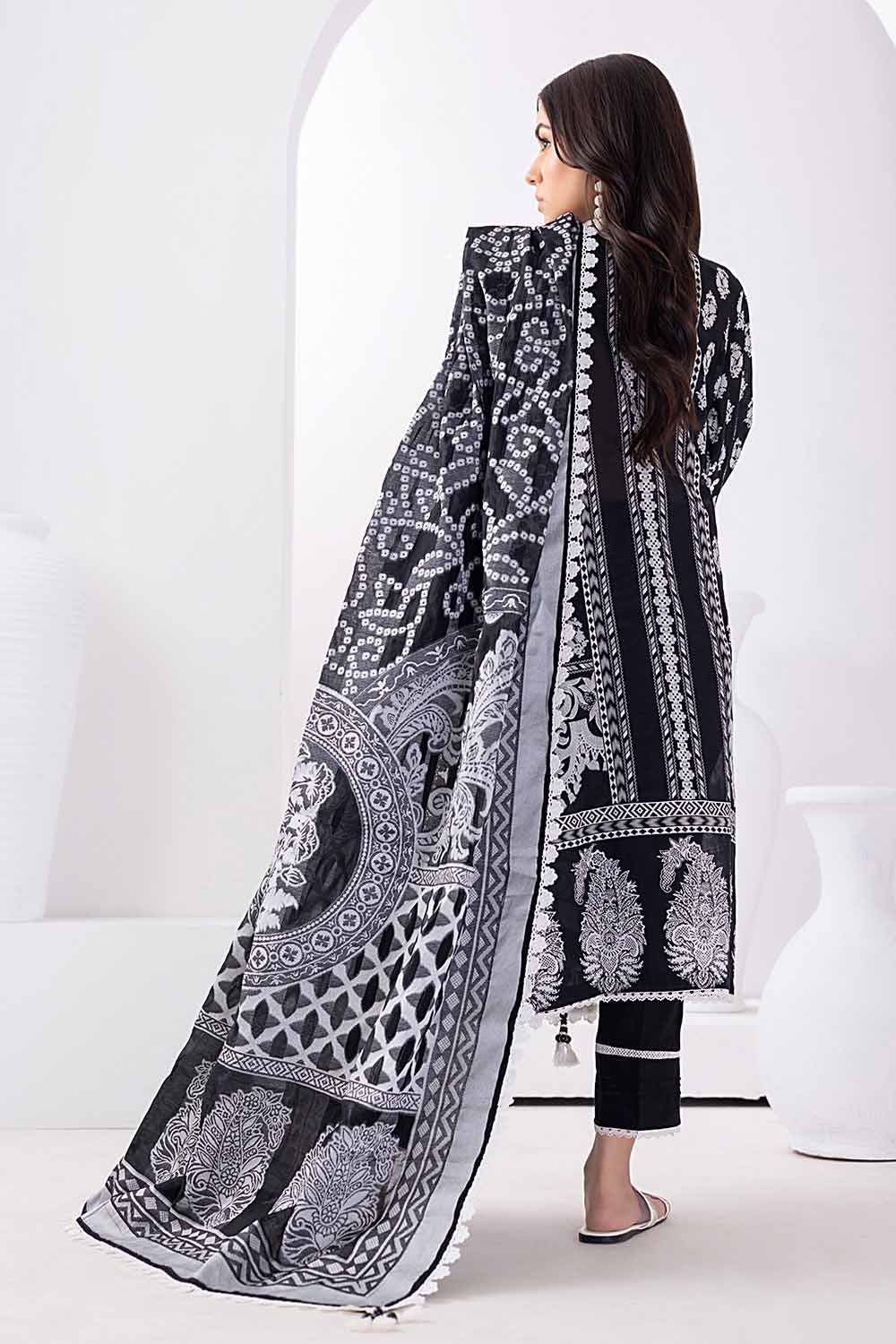 Gul Ahmed Monochrome Black & White – 3PC Unstitched Embroidered Lawn Suit with Jacquard Dupatta MJ-32061 - Image 6