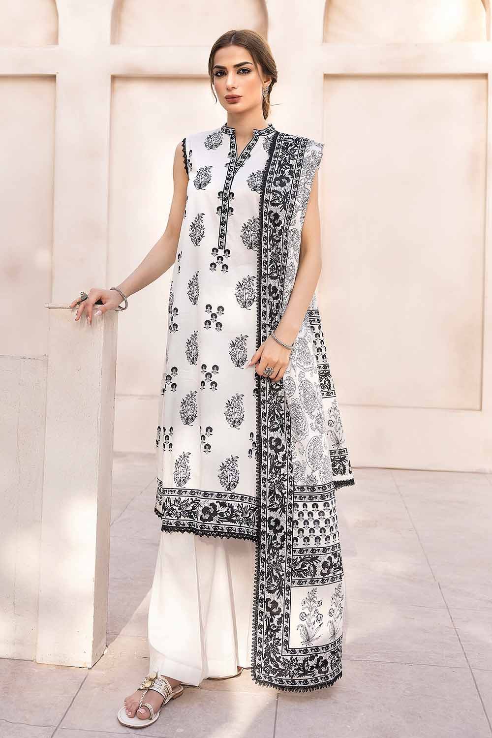 Gul Ahmed Monochrome Black & White โ 3PC Unstitched Printed Lawn Suit B-32026