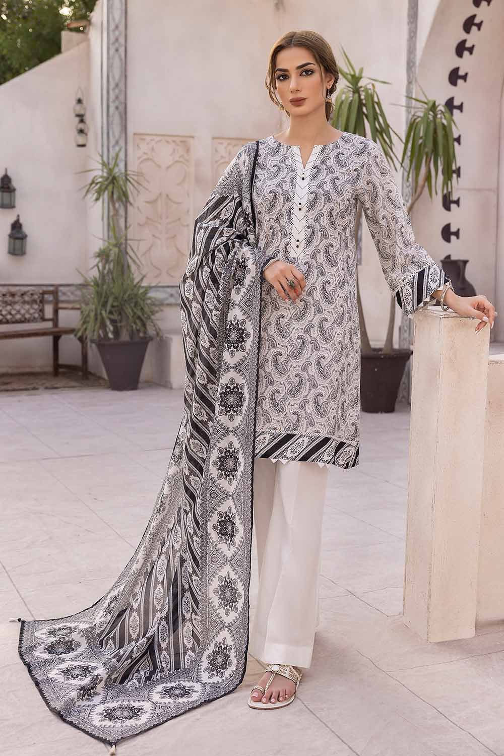 Gul Ahmed Monochrome Black & White – 3PC Unstitched Printed Lawn Suit B-32029 - Image 4