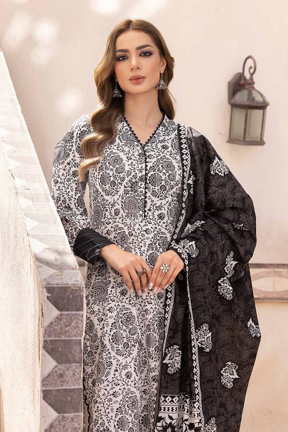 Gul Ahmed Monochrome Black & White – 3PC Unstitched Printed Lawn Suit B-32031 - Image 4