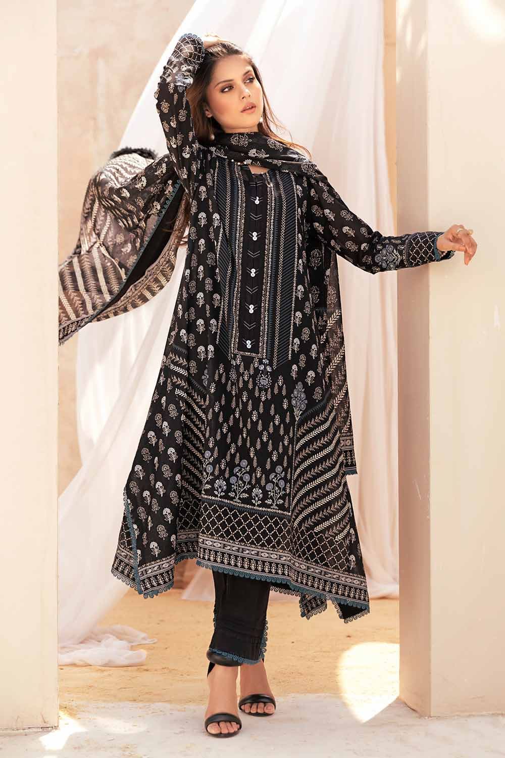 Gul Ahmed Monochrome Black & White – 3PC Unstitched Printed Lawn Suit B-32040 - Image 6