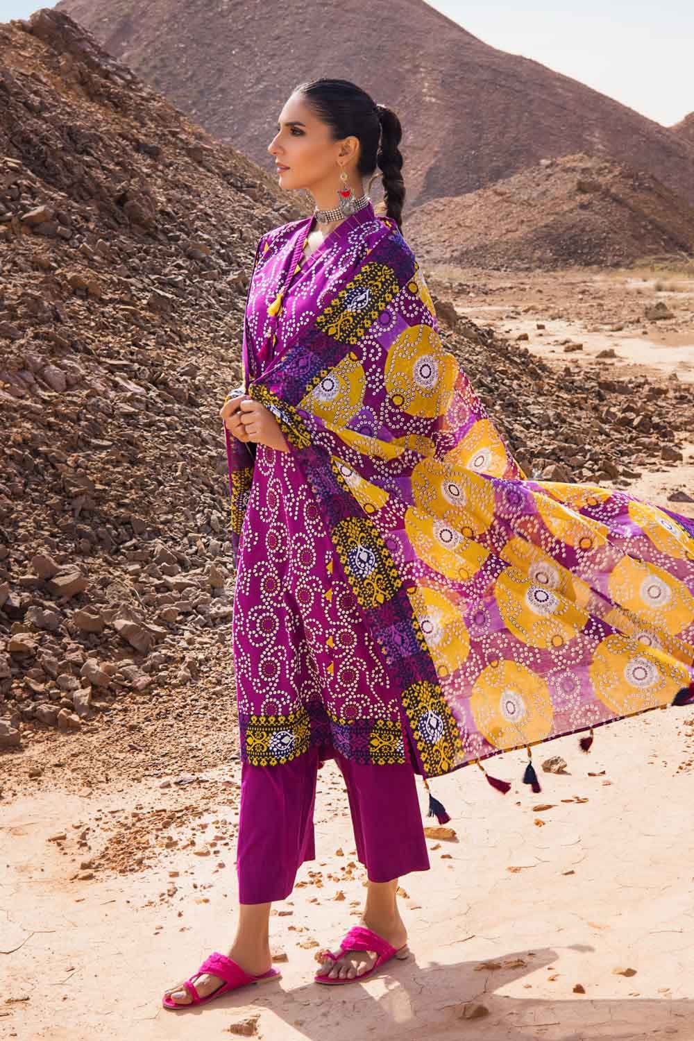 Gul Ahmed Summer 2022 · Chunri Collection – 3PC Ptd Lawn Dupatta Ptd Lawn Shirt Dyd Trsr CL-22058 A - Image 4