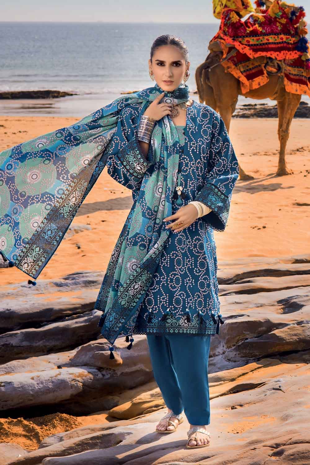 Gul Ahmed Summer 2022 · Chunri Collection – 3PC Ptd Lawn Dupatta Ptd Lawn Shirt Dyd Trsr CL-22058 B - Image 2
